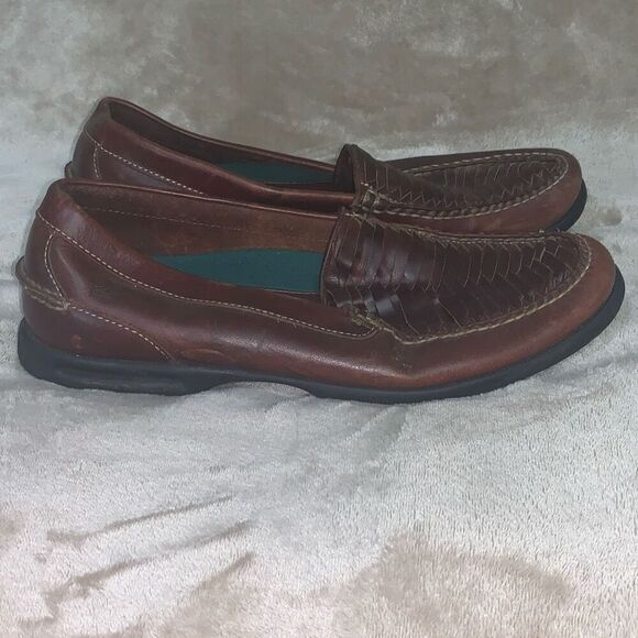 Sperry Mens Size 11.5 Leather Slip On Loafers Brown Flats‎ Removable Insoles - Picture 1 of 9